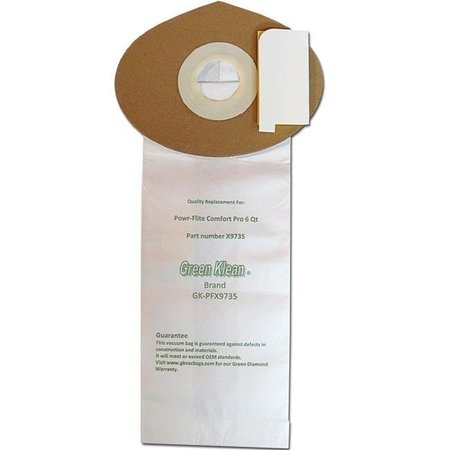 GREEN KLEAN Green Klean GK-PFX9735-6 Qrt 6 qt. Powr Flite Comfort Pro Backpack Closed Collar Replacement Vacuum Bags - Pack of 100 GK-PFX9735-6 Qrt